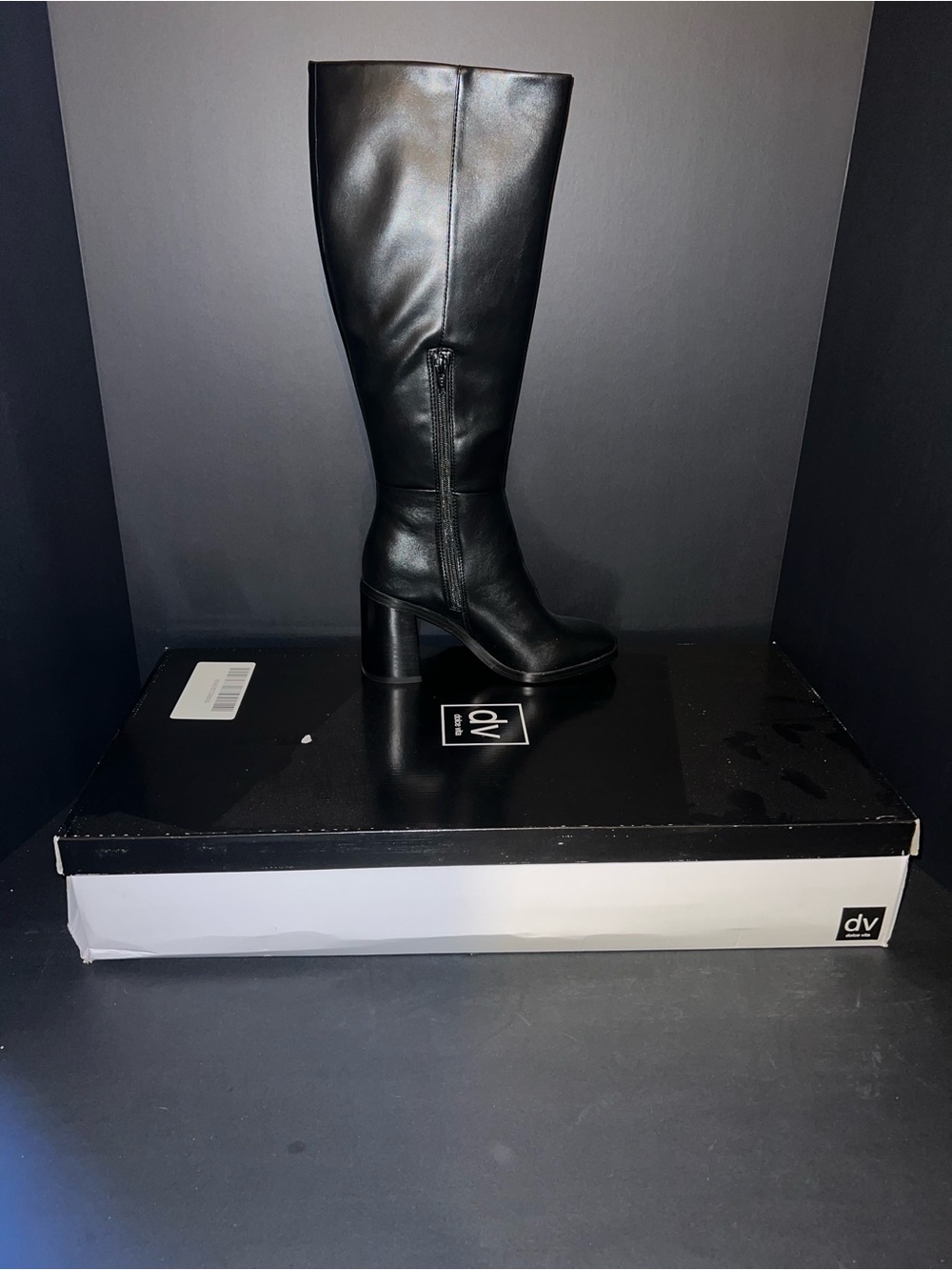 DV by Dolce Vita Black Over-the-Knee Leather Heel Boots